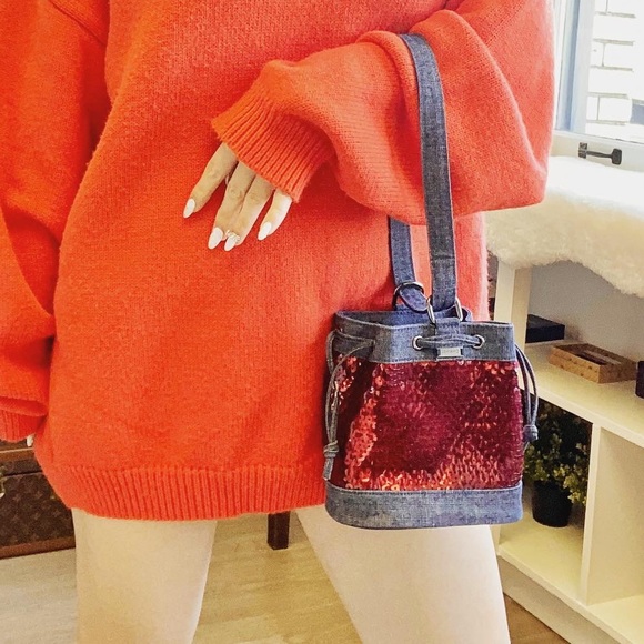 Chanel Denim Sequin Mini Bucket Bag - Picture 2 of 16